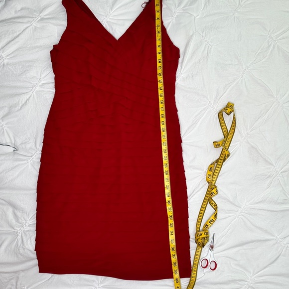 ADRIANNA PAPELL| Sleeveless Empire Waistline Tiered Dress | Red | Size: 14 - Picture 8 of 14